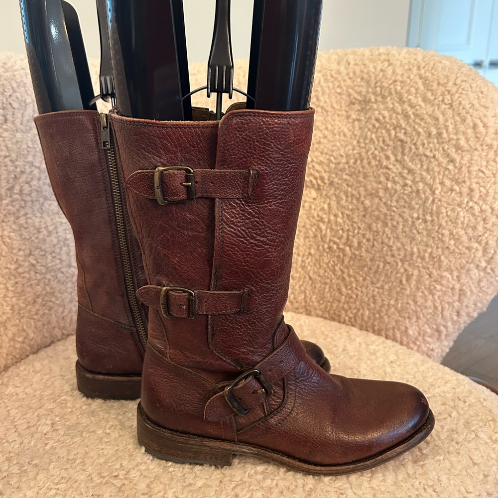 Frye Dark Brown JAYDEN Leather Moto Boots